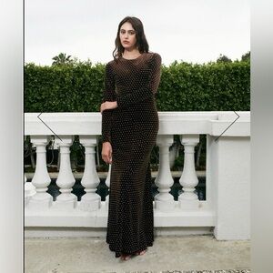 RARE Delfi Collective Sophia Rhinestone Long Sleeve Dress